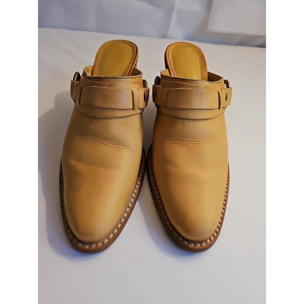 Gianni Bini Women's Mules Stacked 3.5" Heels Leather Slip On 6.5m